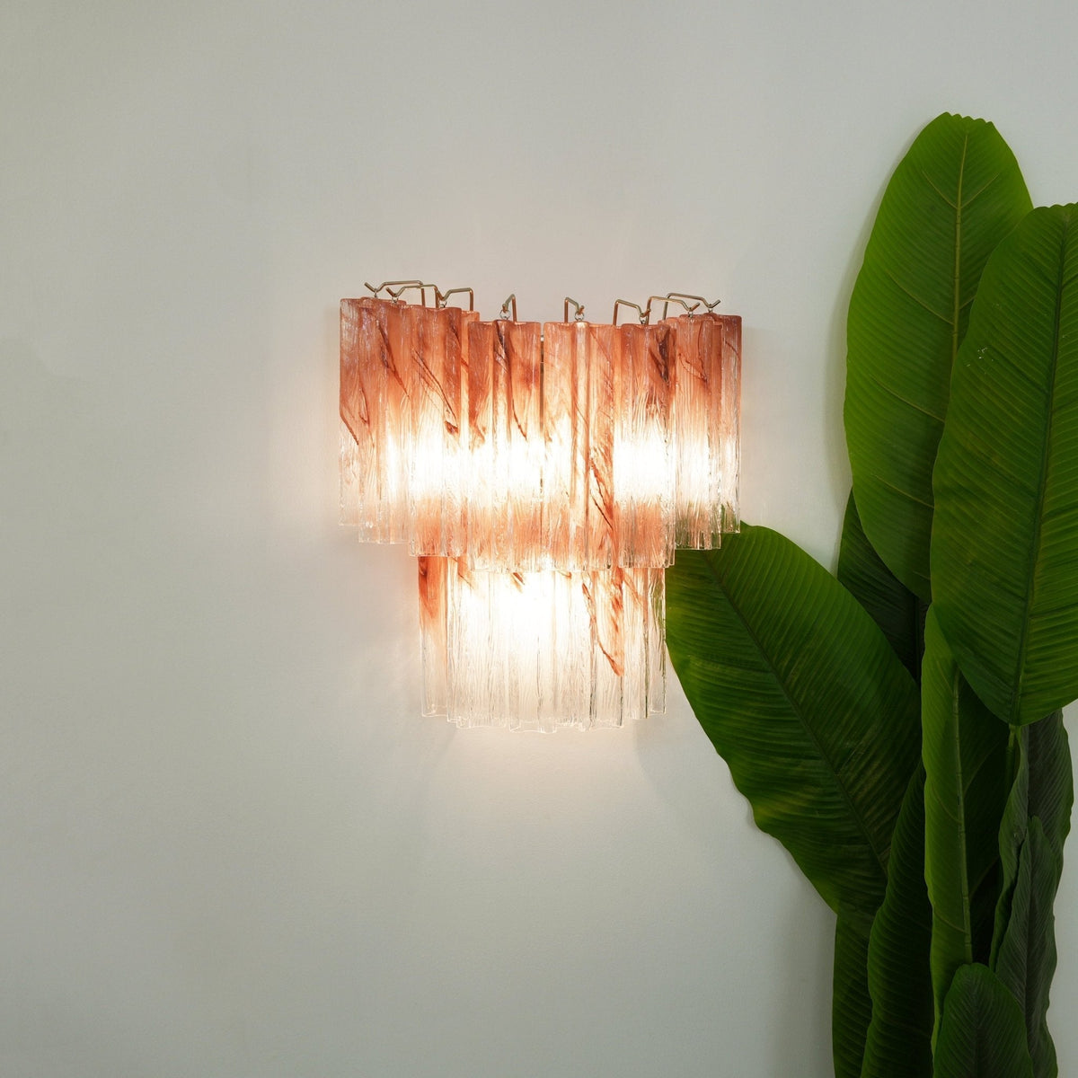 Lioreeria lampada da parete in vetro Rosa a Lame Effetto Acquerello romantico