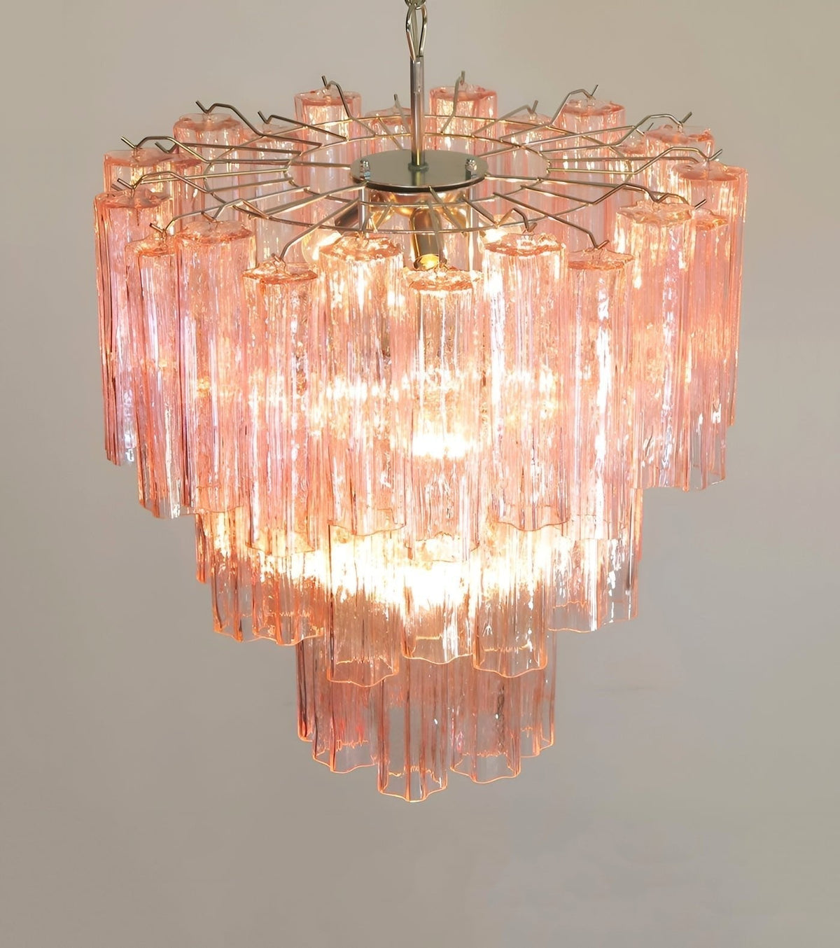 Veloraria lampadario Tubi in vetro Rosa Strati moderni