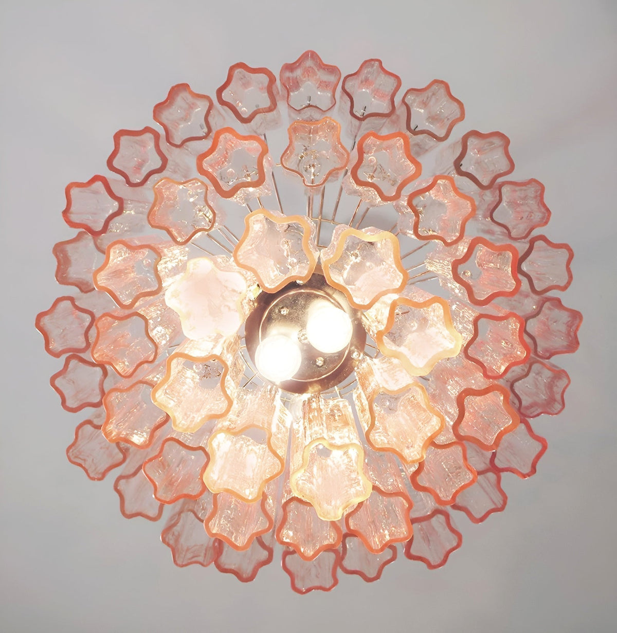 Veloraria lampadario Tubi in vetro Rosa Strati moderni