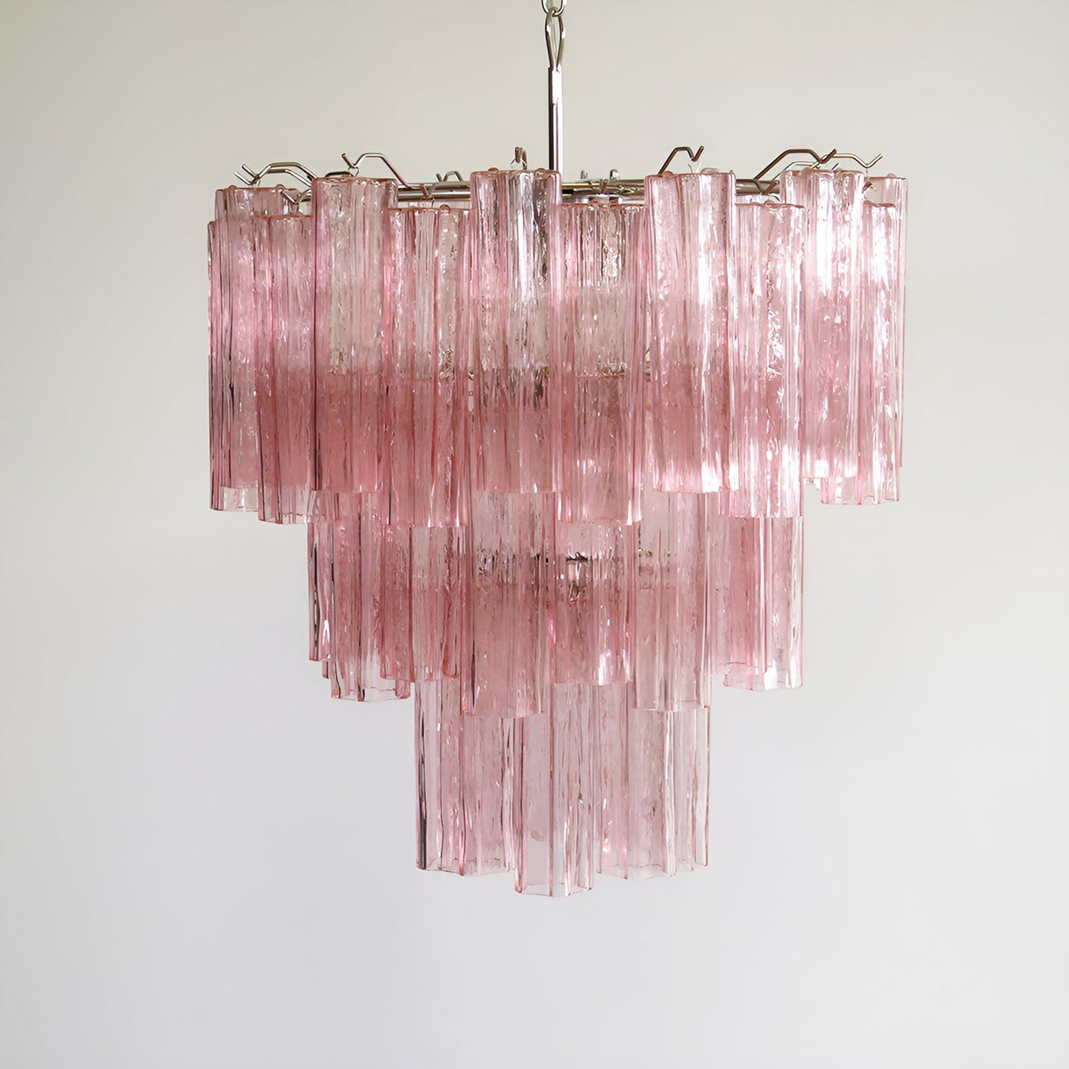 Veloraria lampadario Tubi in vetro Rosa Strati moderni