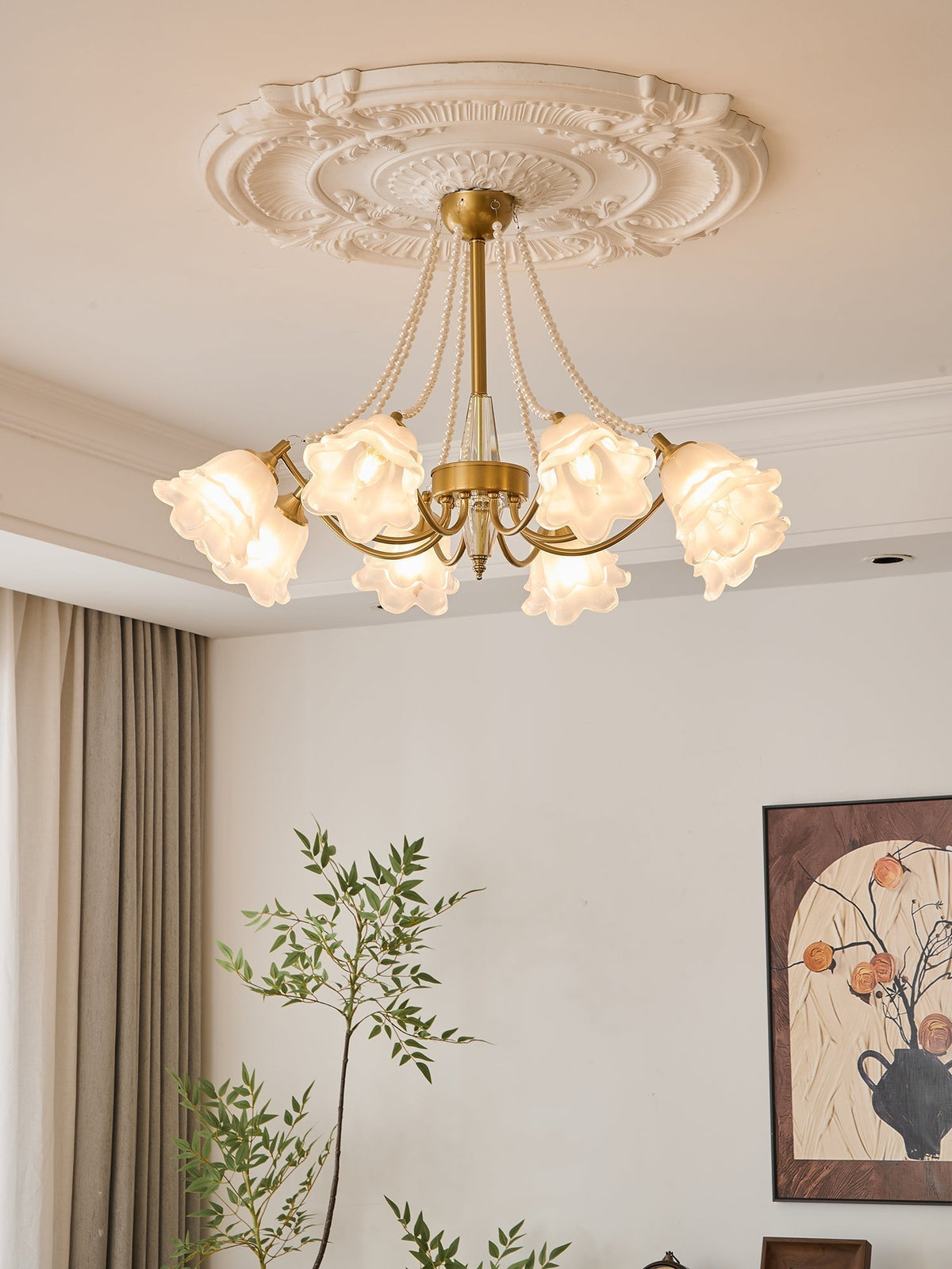 Allirila lampadario Eleganza vintage Bloom Perle vetro