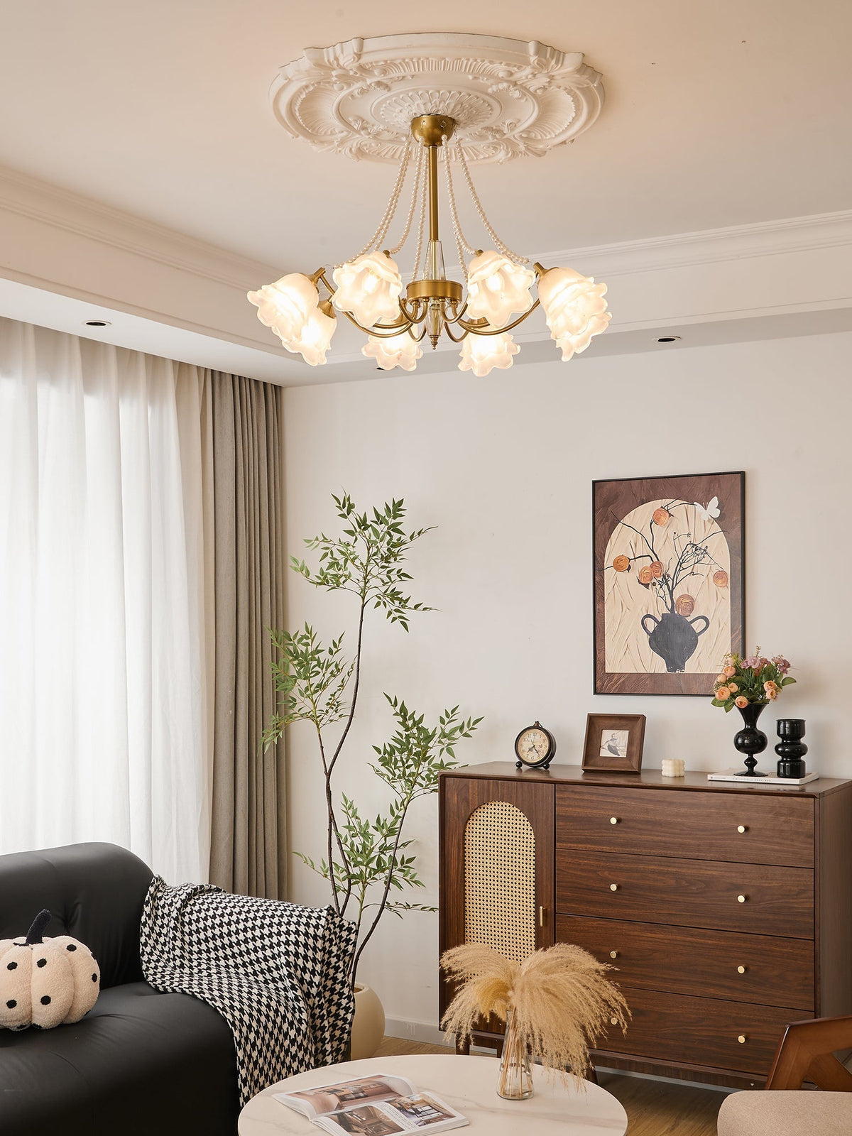 Allirila lampadario Eleganza vintage Bloom Perle vetro