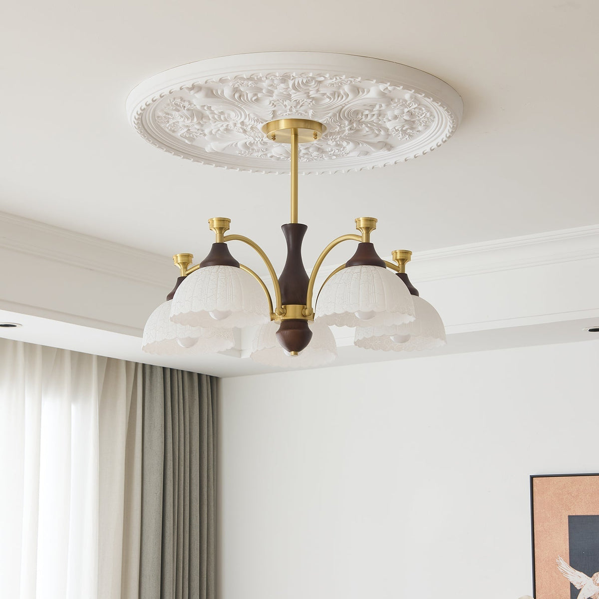 Avvynila lampadario Eleganza vintage in ottone e legno