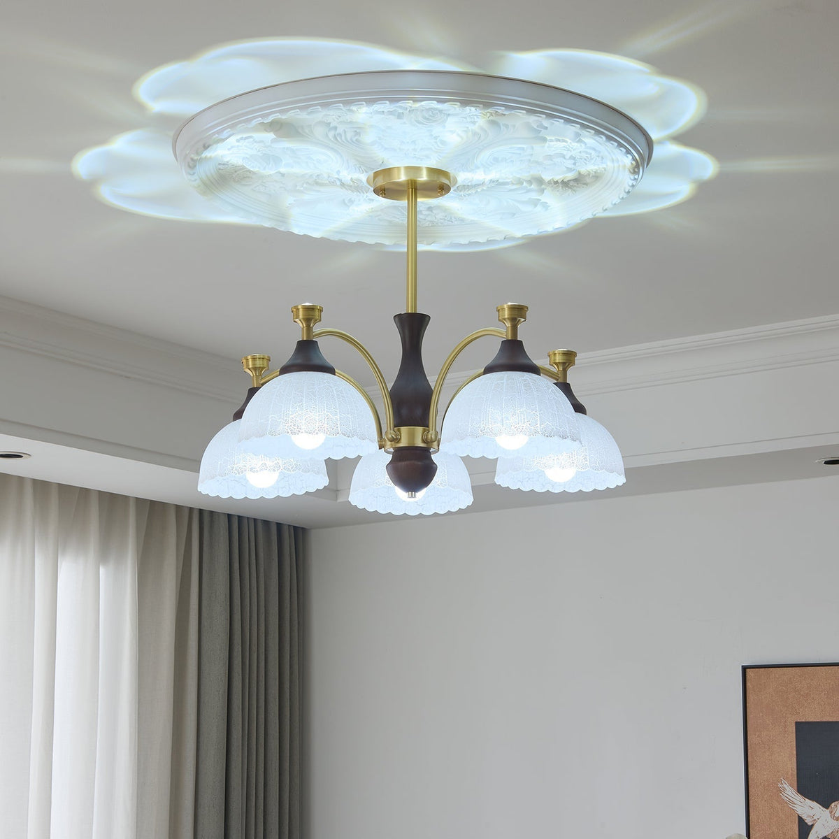 Avvynila lampadario Eleganza vintage in ottone e legno