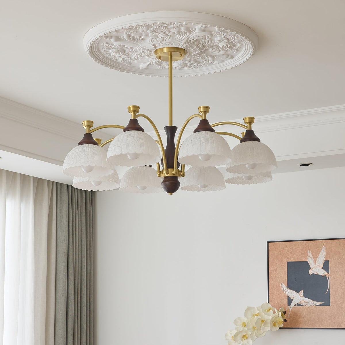 Avvynila lampadario Eleganza vintage in ottone e legno