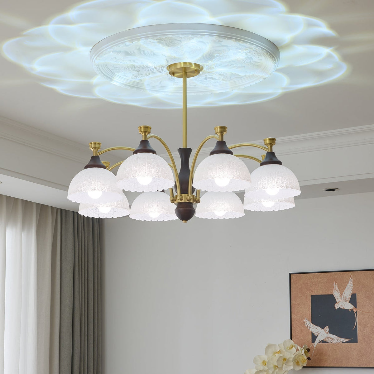 Avvynila lampadario Eleganza vintage in ottone e legno