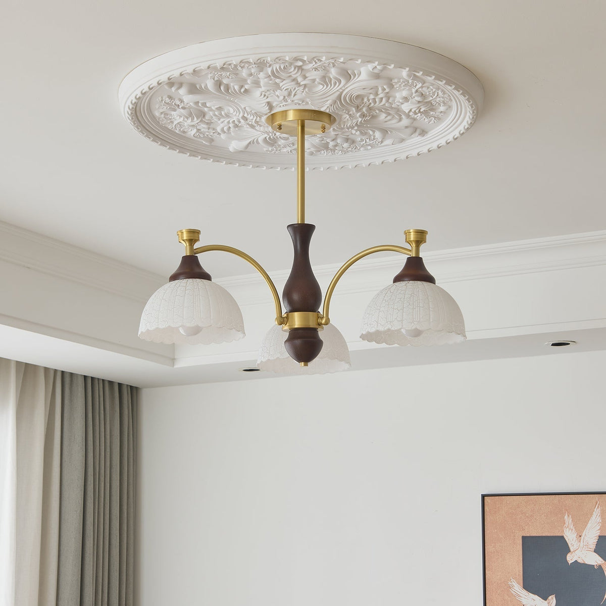 Avvynila lampadario Eleganza vintage in ottone e legno