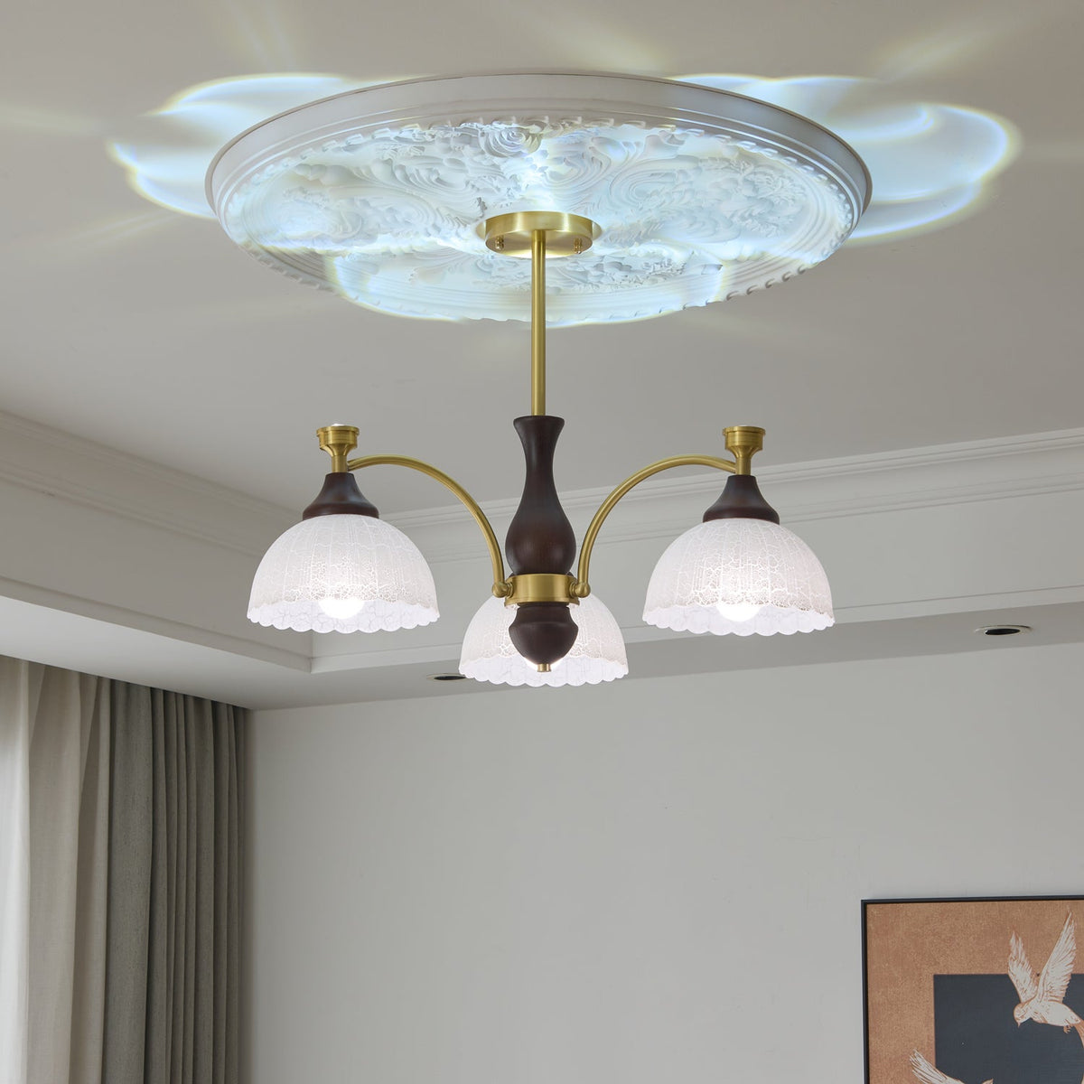Avvynila lampadario Eleganza vintage in ottone e legno