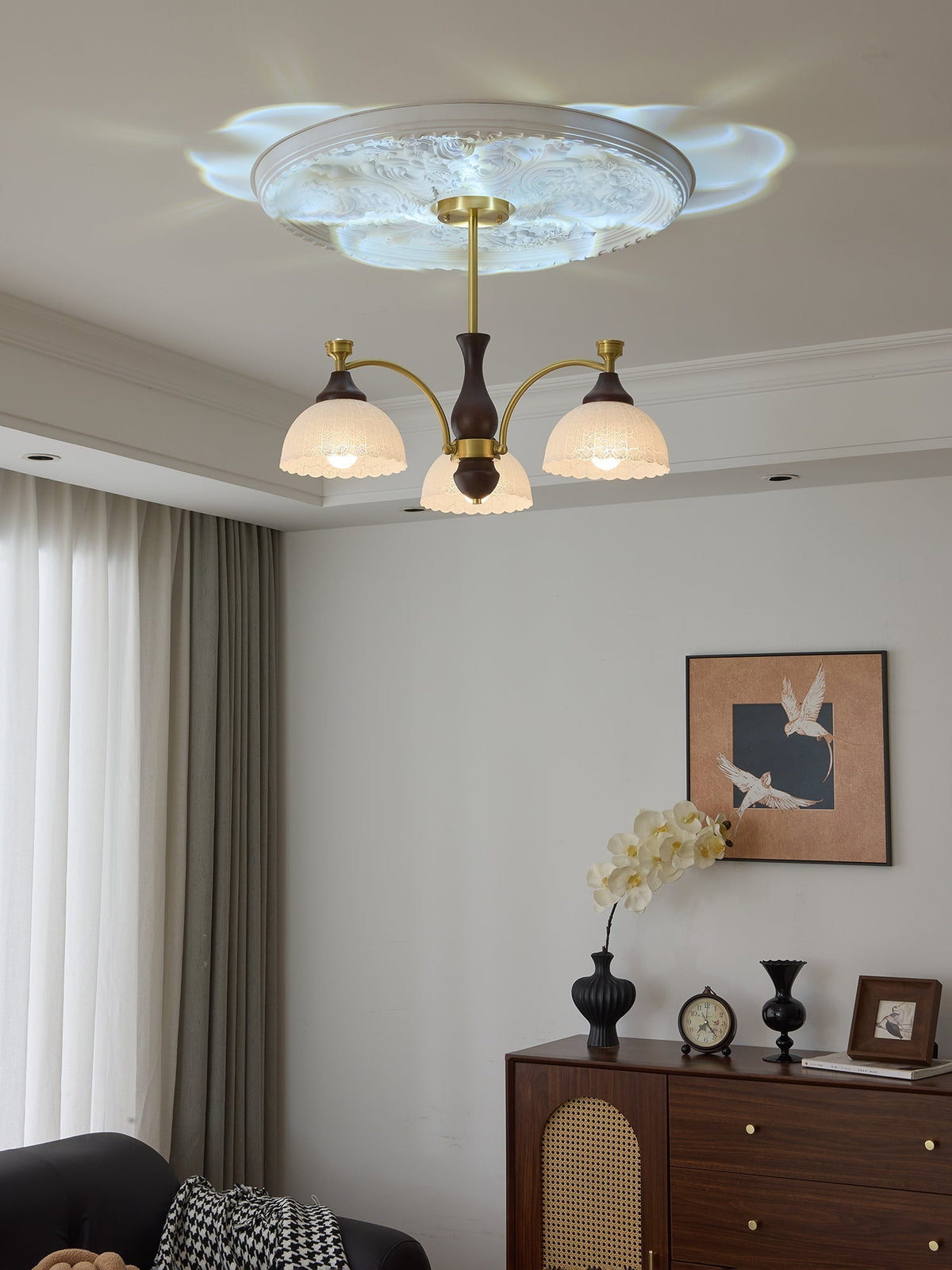 Avvynila lampadario Eleganza vintage in ottone e legno
