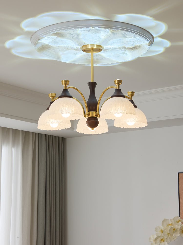Avvynila lampadario Eleganza vintage in ottone e legno
