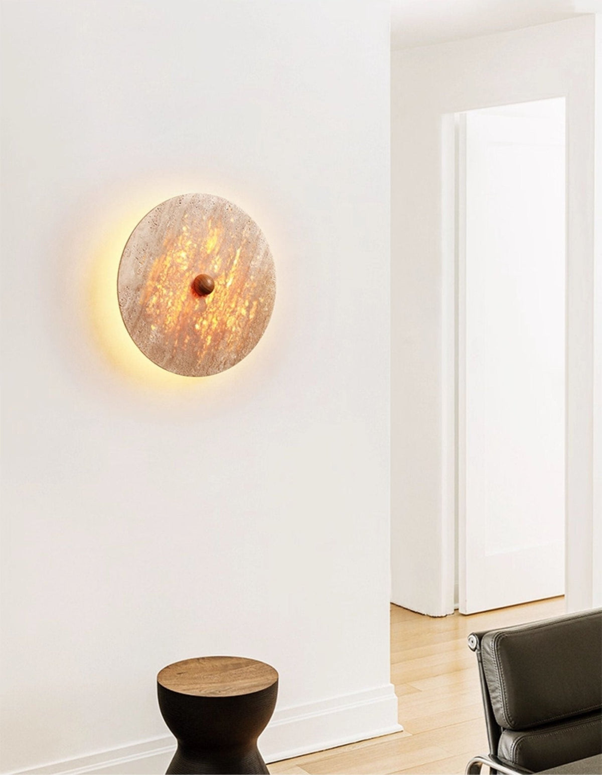 Valisine Round travertino Disk lampada da parete