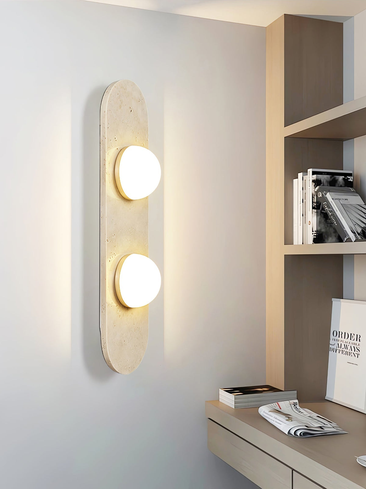 Zasoliel lampada da parete minimalista in travertino Giallo