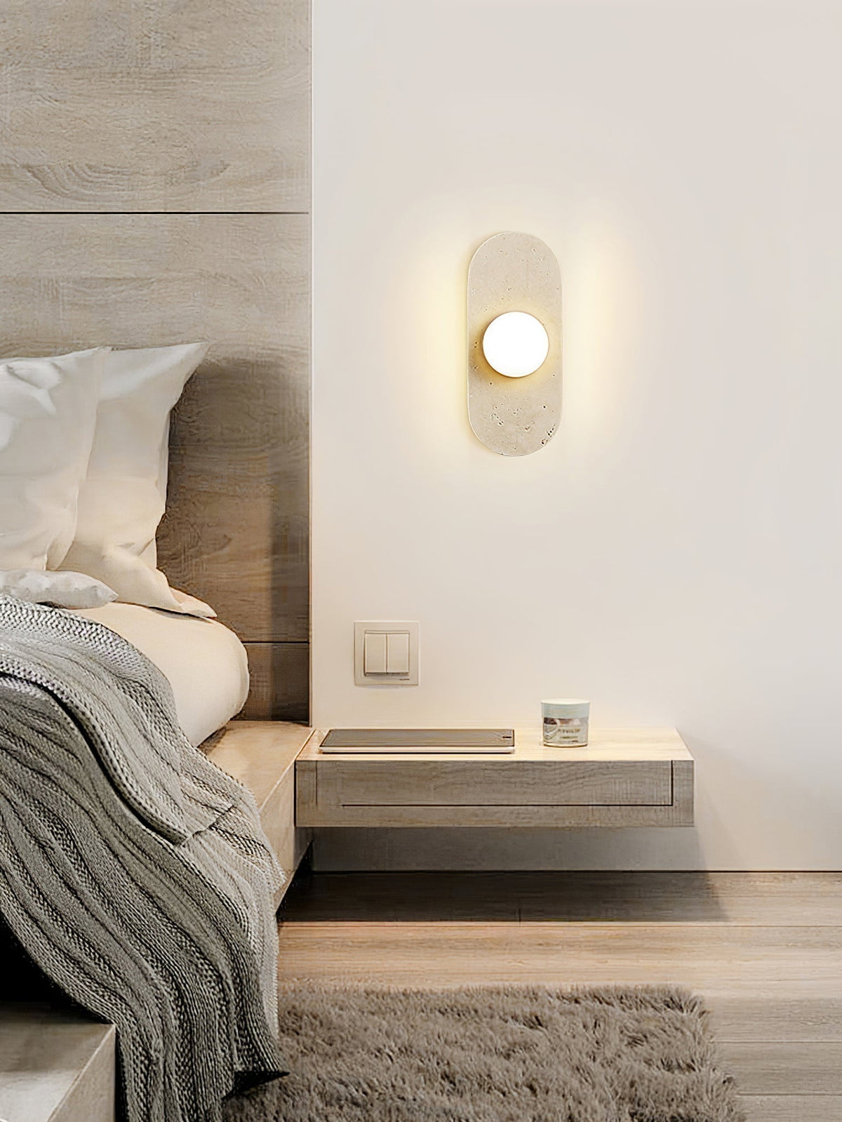 Zasoliel lampada da parete minimalista in travertino Giallo