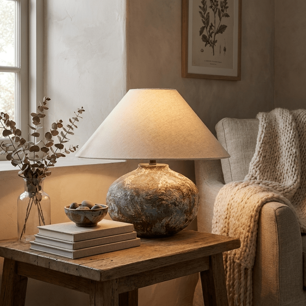 Odrielle lampada da tavolo in ceramica con effetto invecchiato