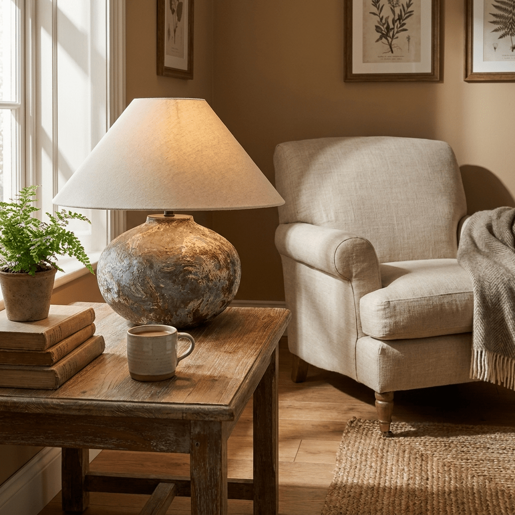 Odrielle lampada da tavolo in ceramica con effetto invecchiato