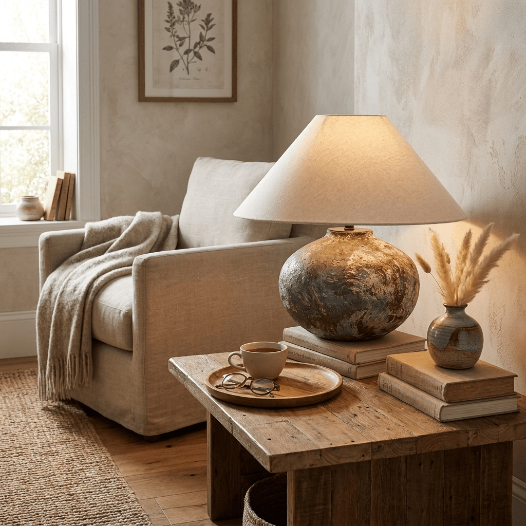 Odrielle lampada da tavolo in ceramica con effetto invecchiato