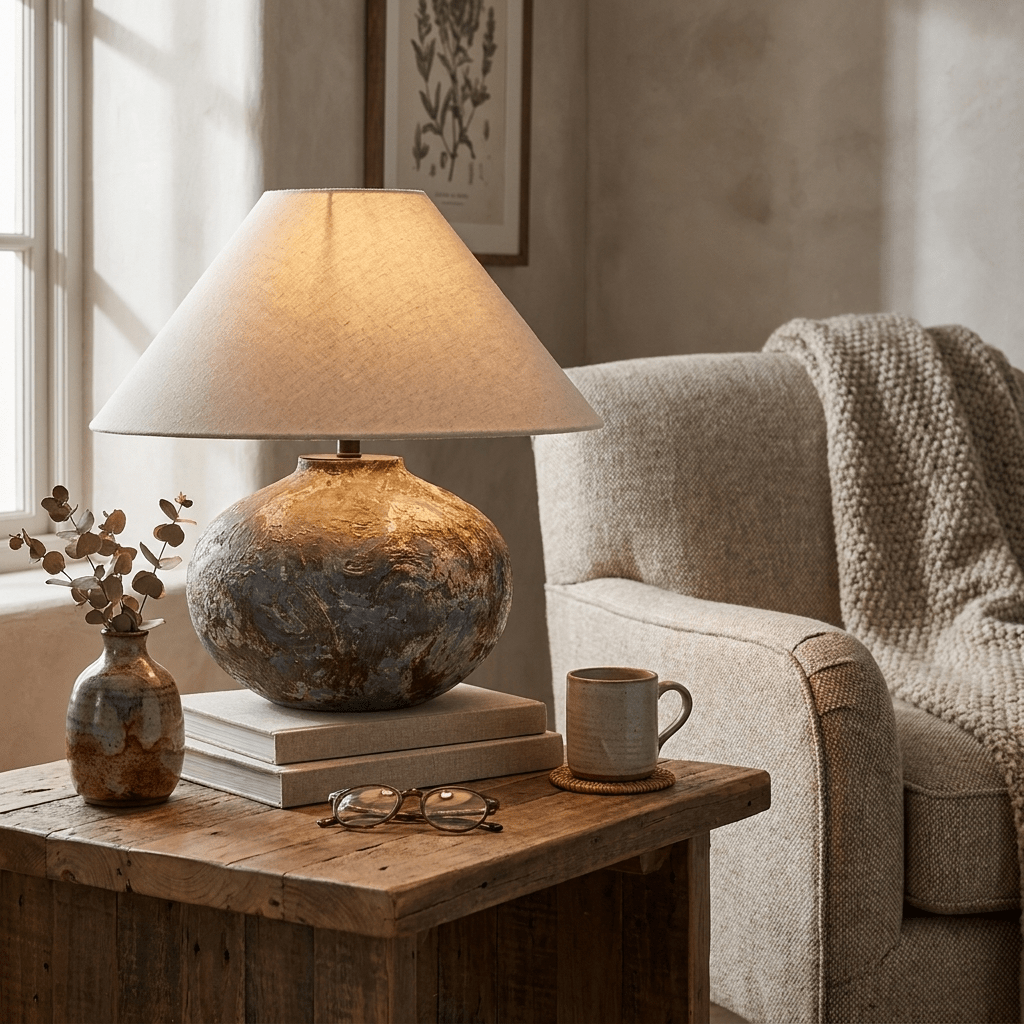 Odrielle lampada da tavolo in ceramica con effetto invecchiato
