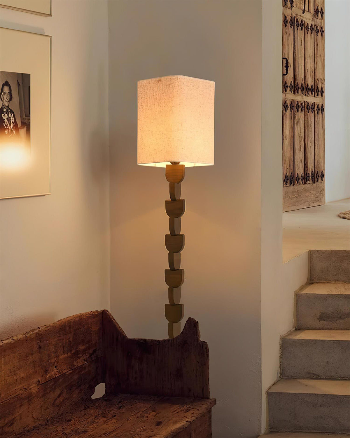 Rinoreria lampada da terra in legno