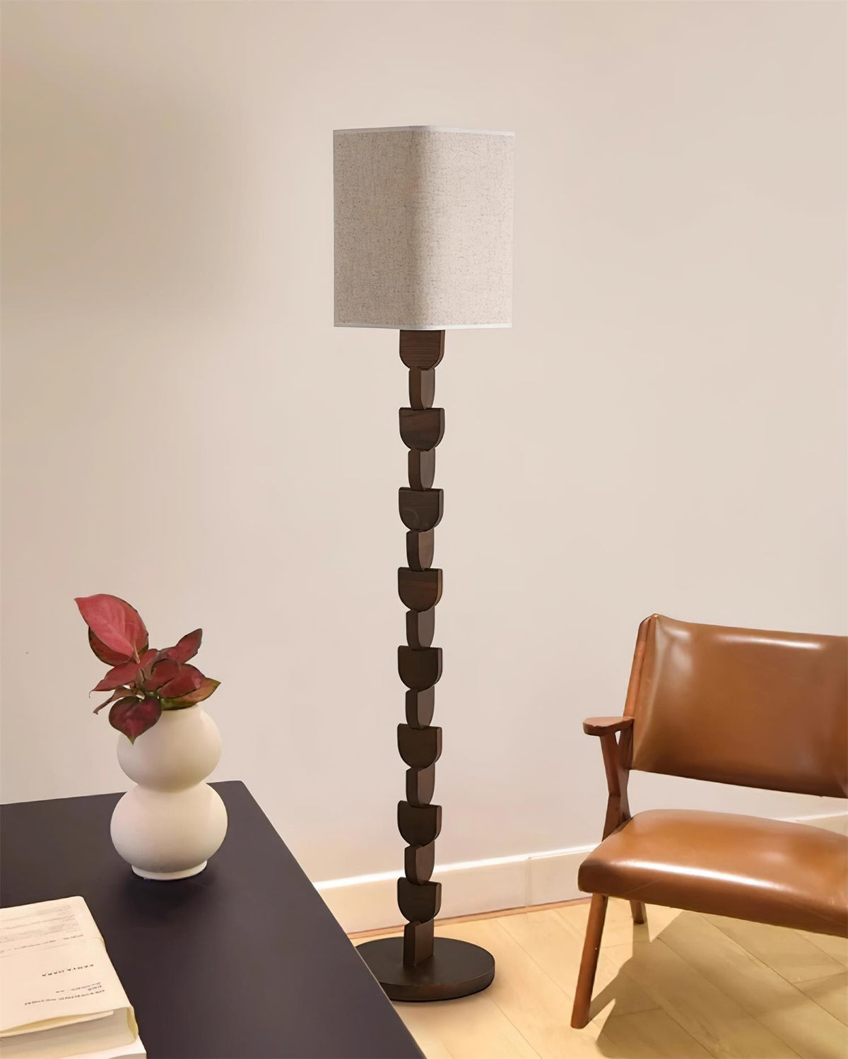 Rinoreria lampada da terra in legno