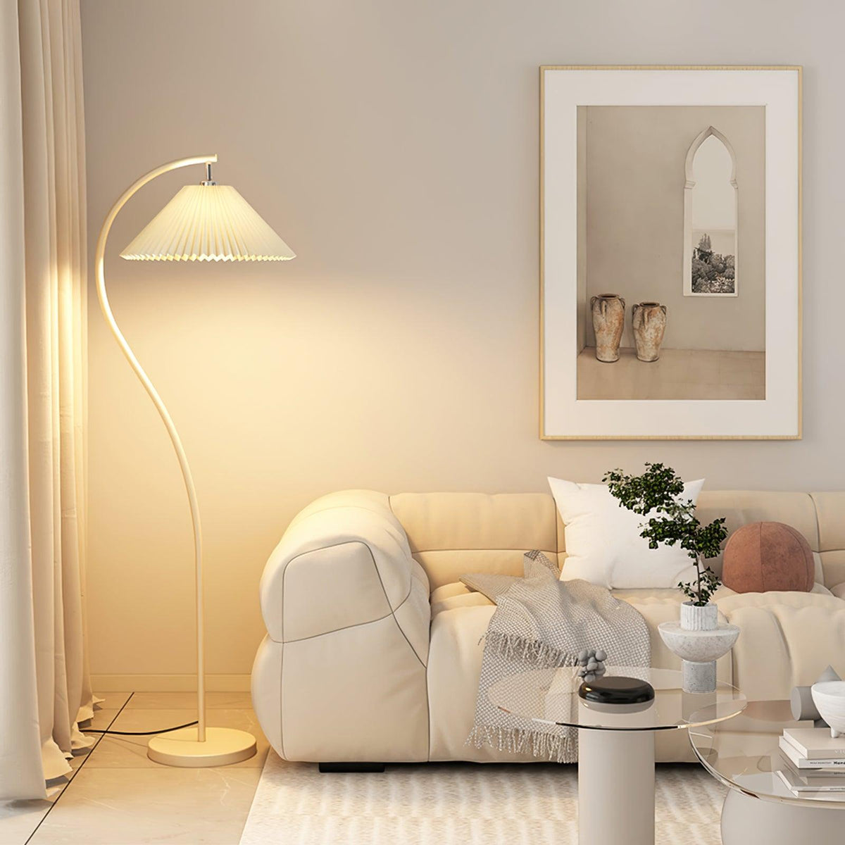 Mytalil lampada da terra moderna in tessuto Curvo