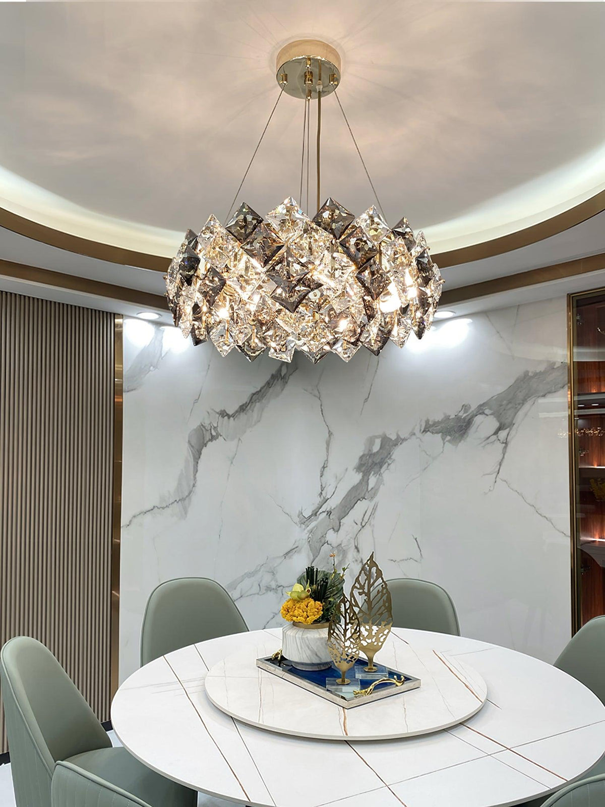 Luxenine lampadario Tondo in Cristallo con LED Oro