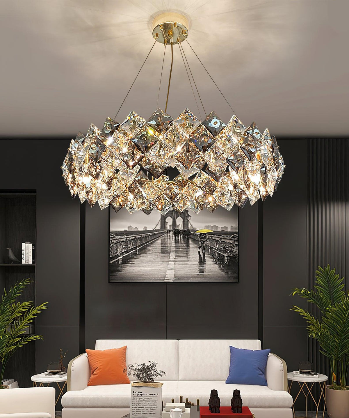 Luxenine lampadario Tondo in Cristallo con LED Oro