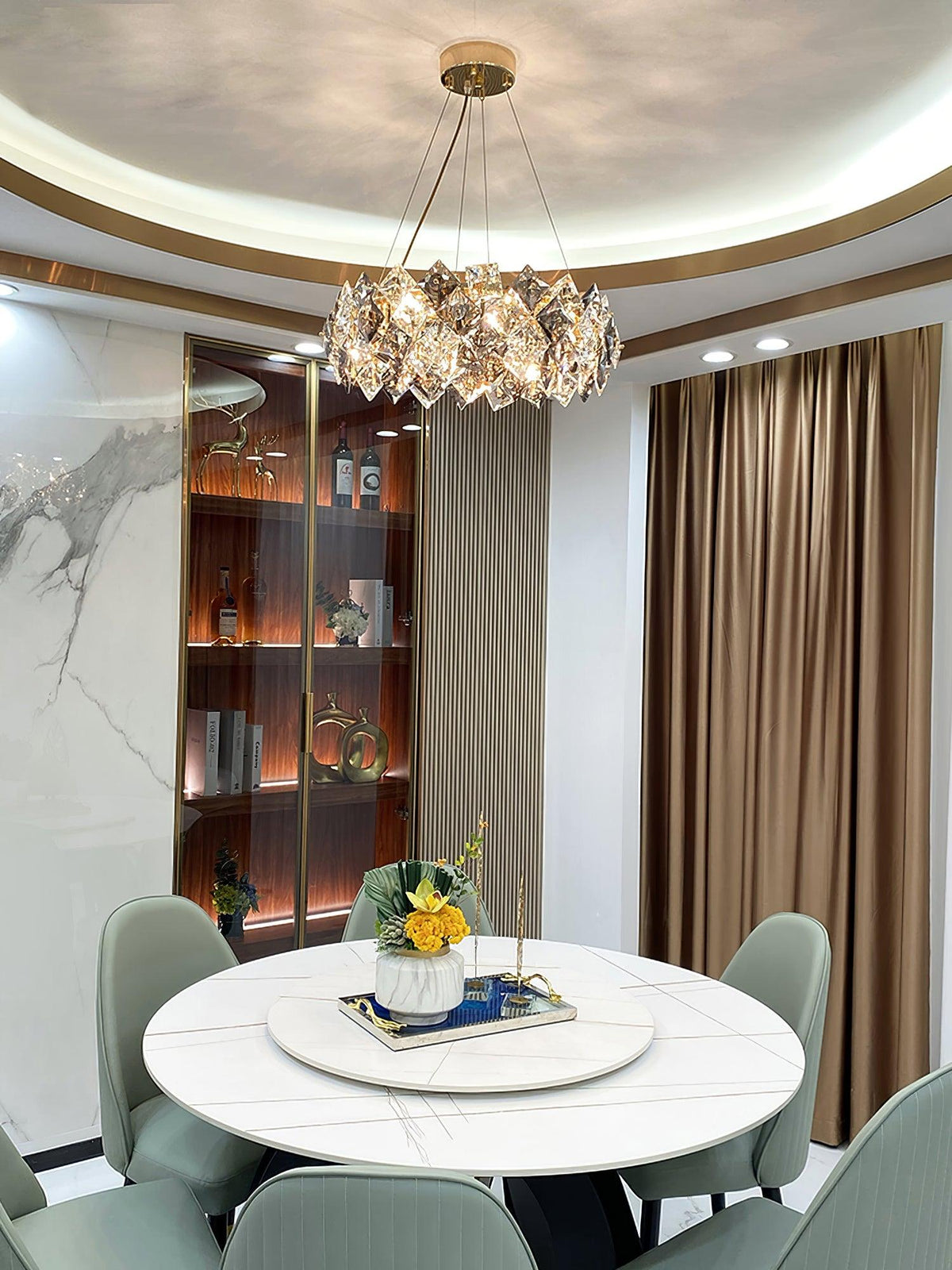 Luxenine lampadario Tondo in Cristallo con LED Oro