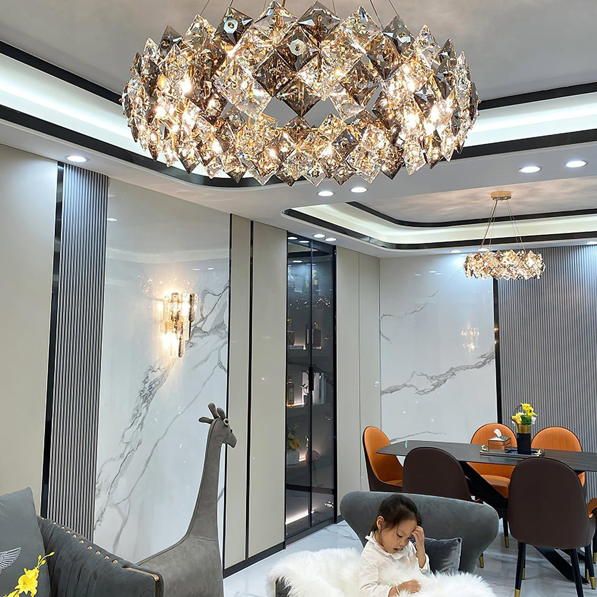 Luxenine lampadario Tondo in Cristallo con LED Oro