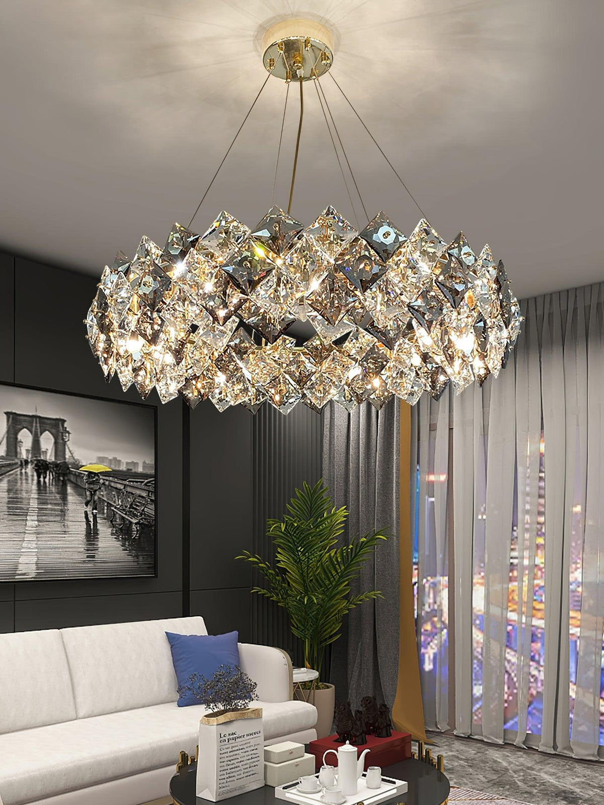 Luxenine lampadario Tondo in Cristallo con LED Oro