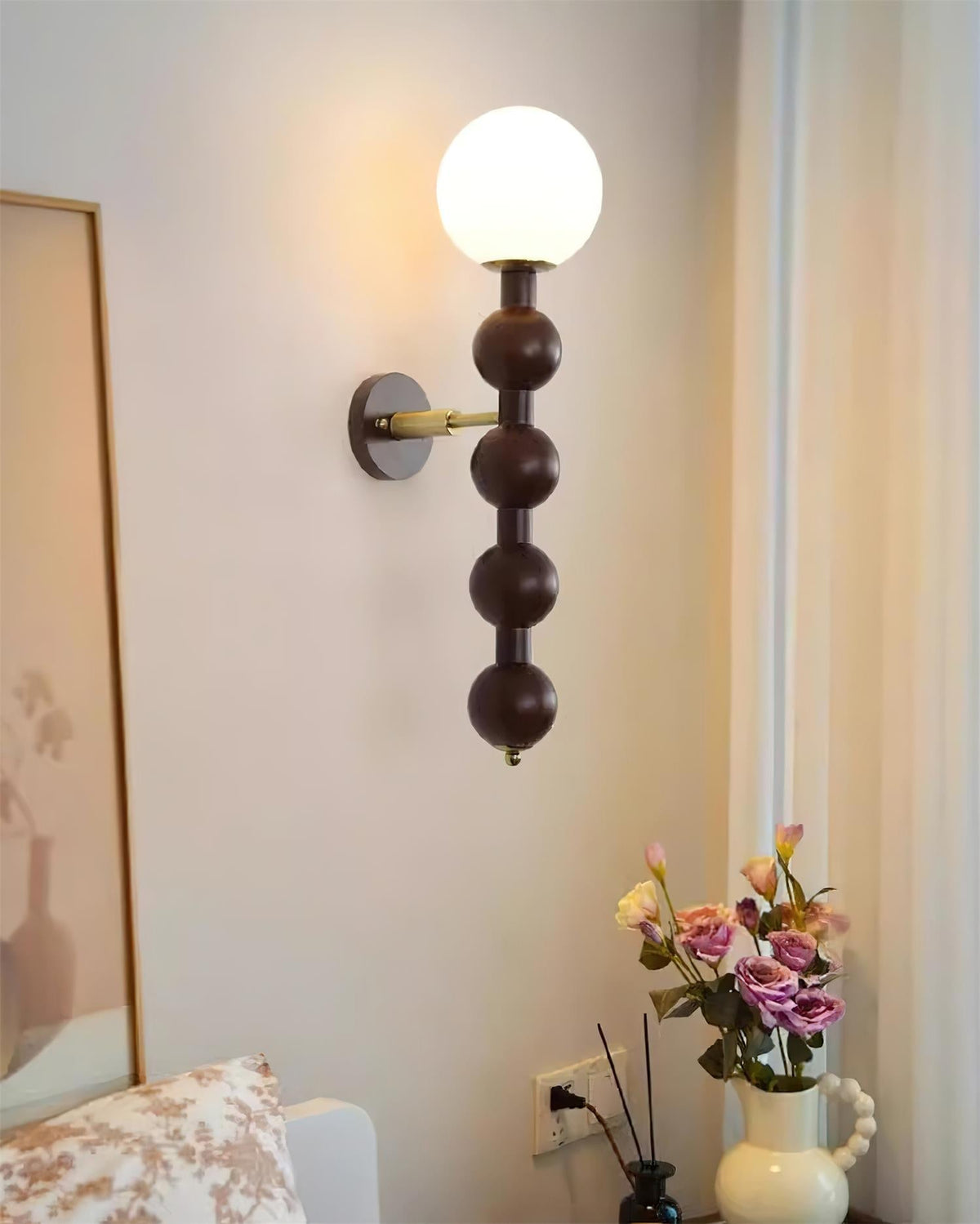 Lampada da parete Gourd in legno, metallo e vetro Stile moderno