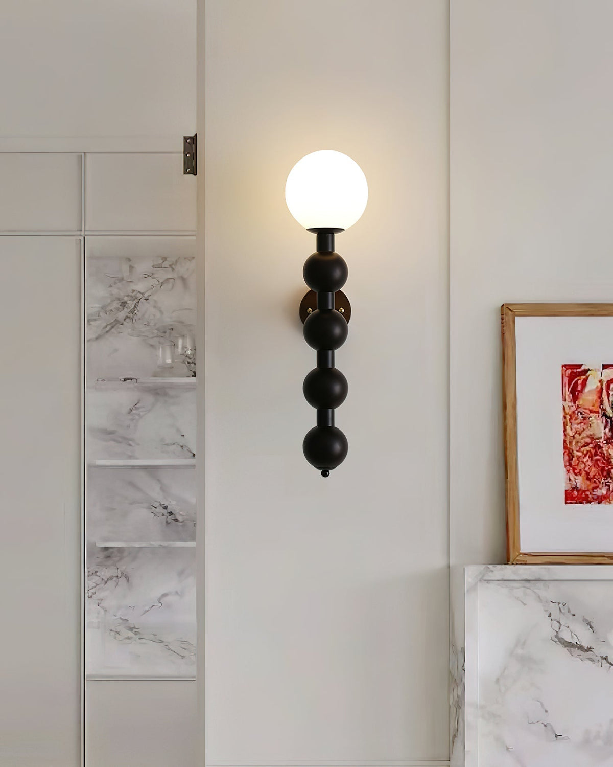 Lampada da parete Gourd in legno, metallo e vetro Stile moderno