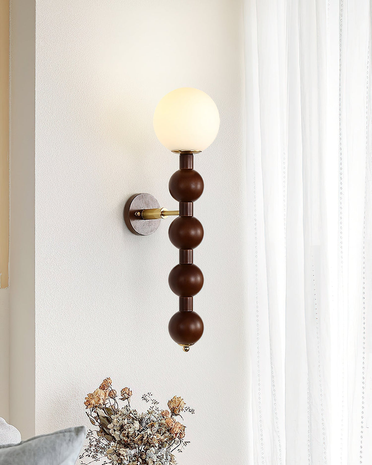Lampada da parete Gourd in legno, metallo e vetro Stile moderno