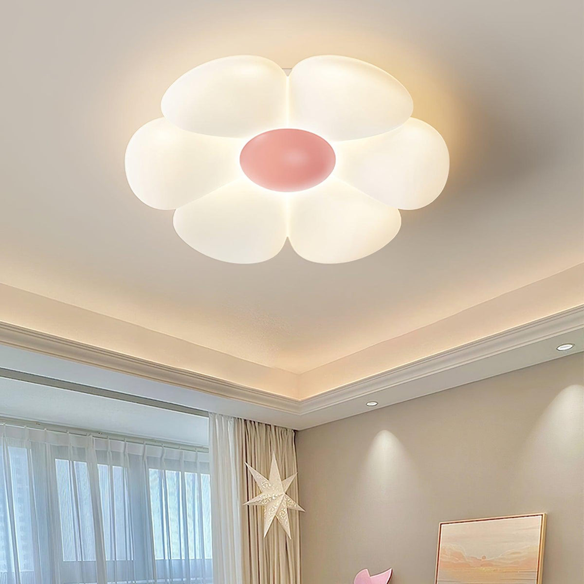Liorinella lampada da soffitto a forma di fiore a sei petali per camera da letto bambini
