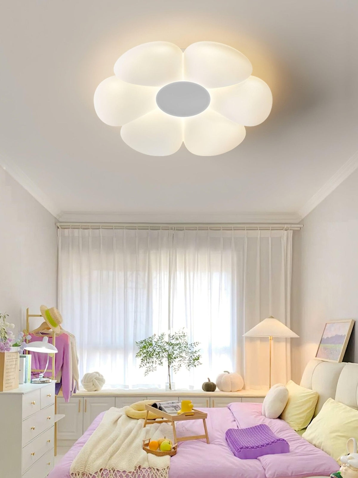 Liorinella lampada da soffitto a forma di fiore a sei petali per camera da letto bambini