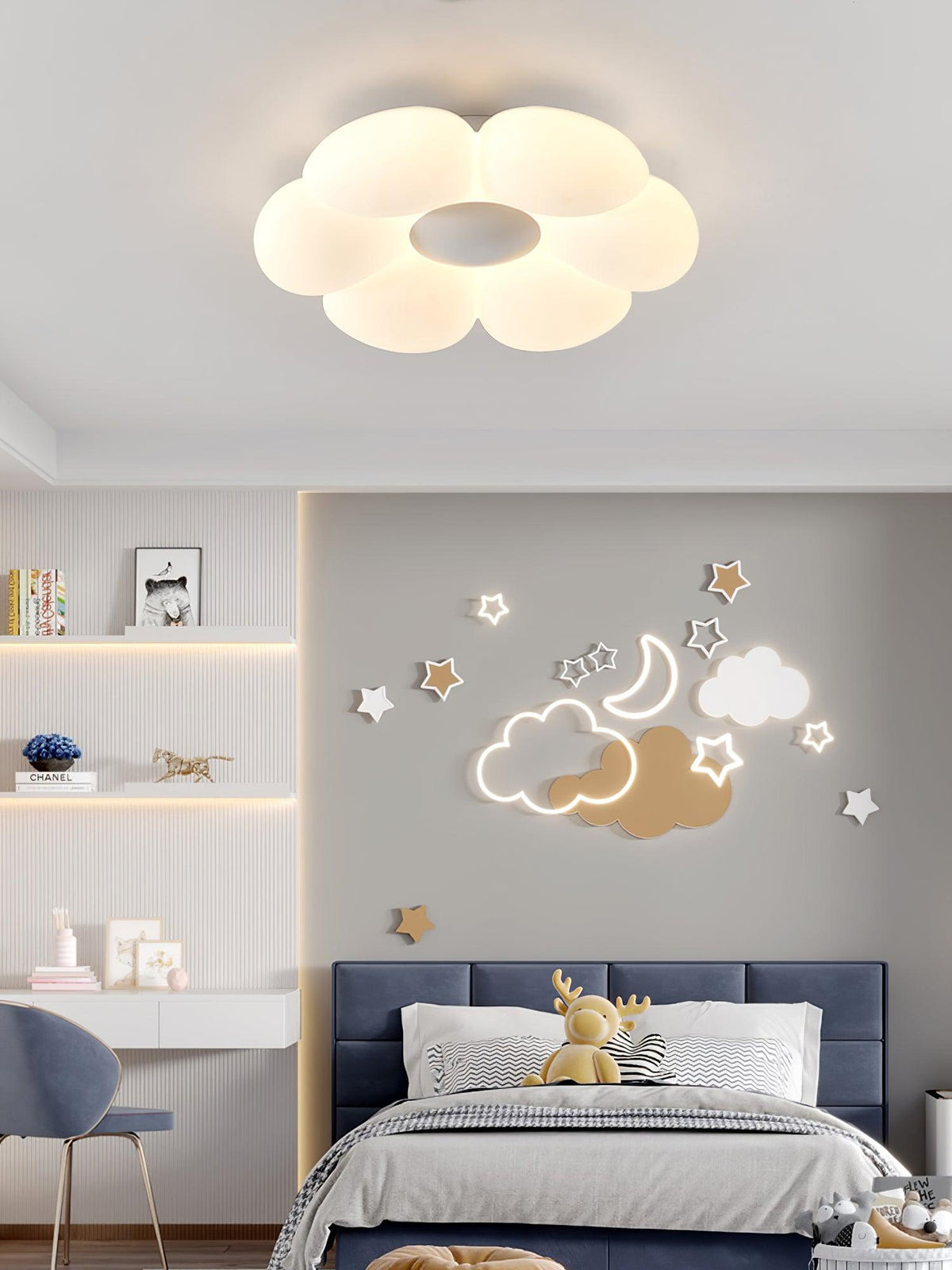Liorinella lampada da soffitto a forma di fiore a sei petali per camera da letto bambini