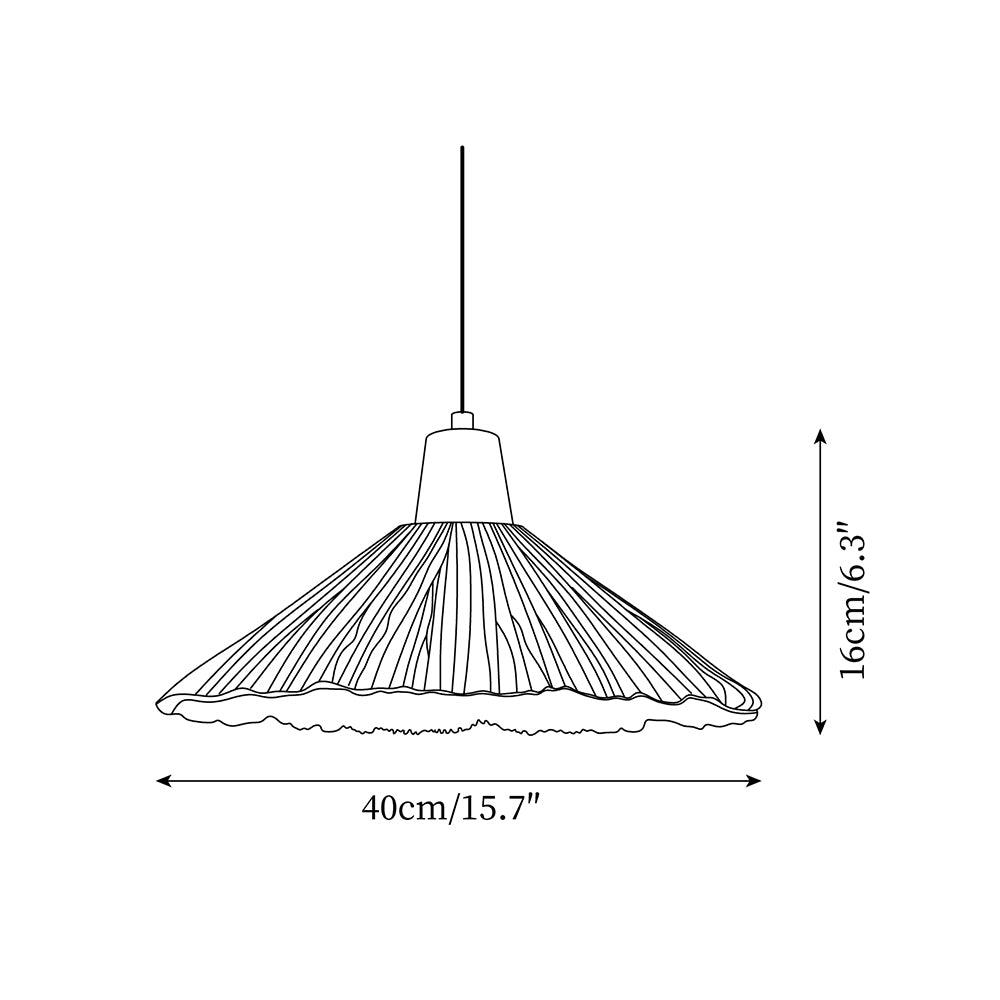 Lampada a sospensione legno in cima, paralume in cemento texturizzato grigio, stile Japandi naturale