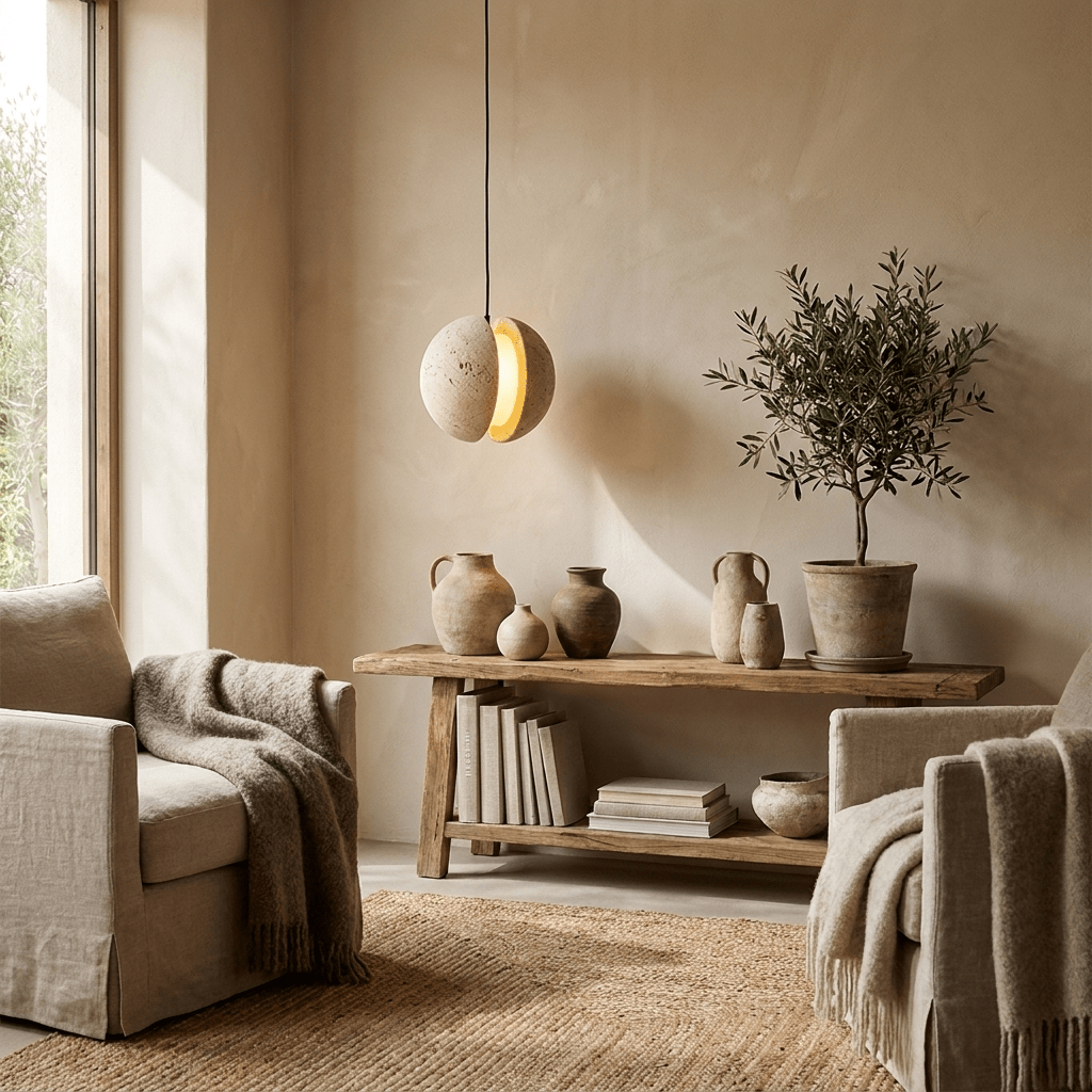Tavanise travertino globo lampada a sospensione