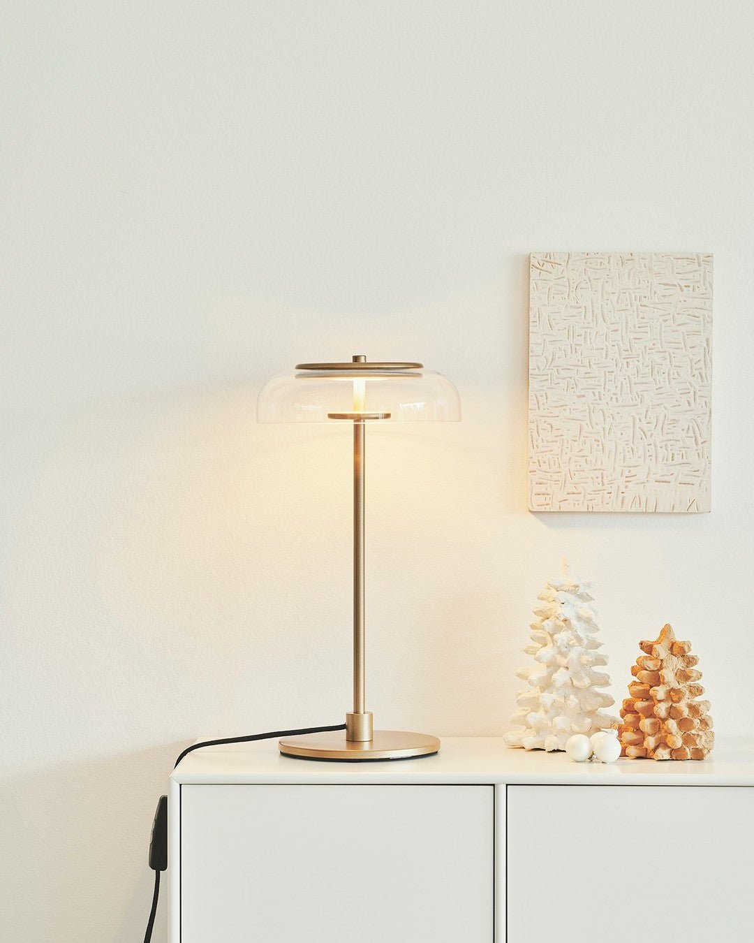 Rinelette lampada da tavolo in vetro Chiaro con Base in legno