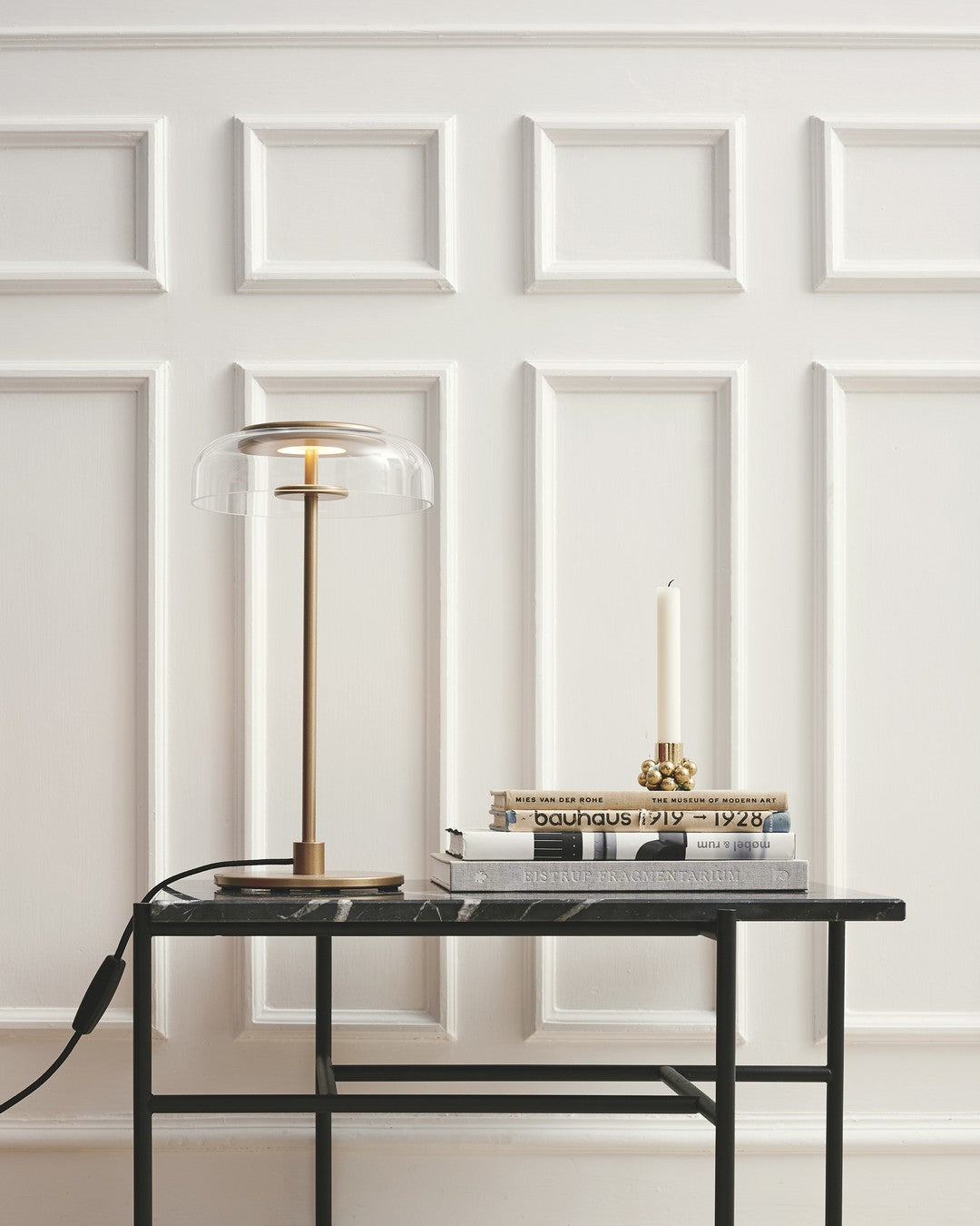 Rinelette lampada da tavolo in vetro Chiaro con Base in legno