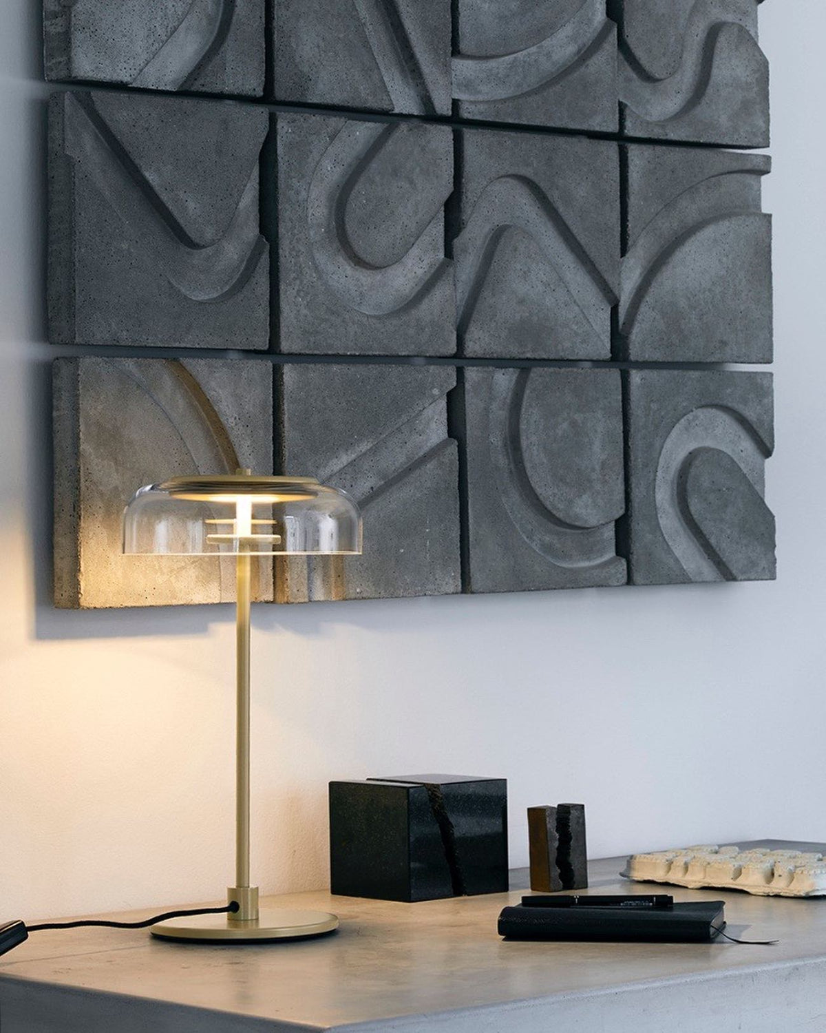 Rinelette lampada da tavolo in vetro Chiaro con Base in legno