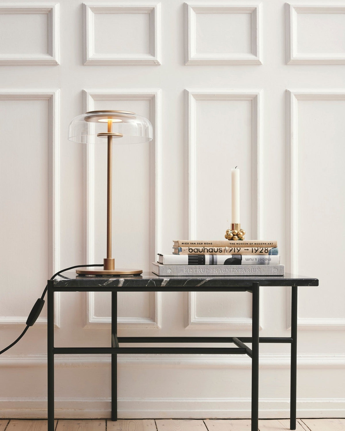 Rinelette lampada da tavolo in vetro Chiaro con Base in legno