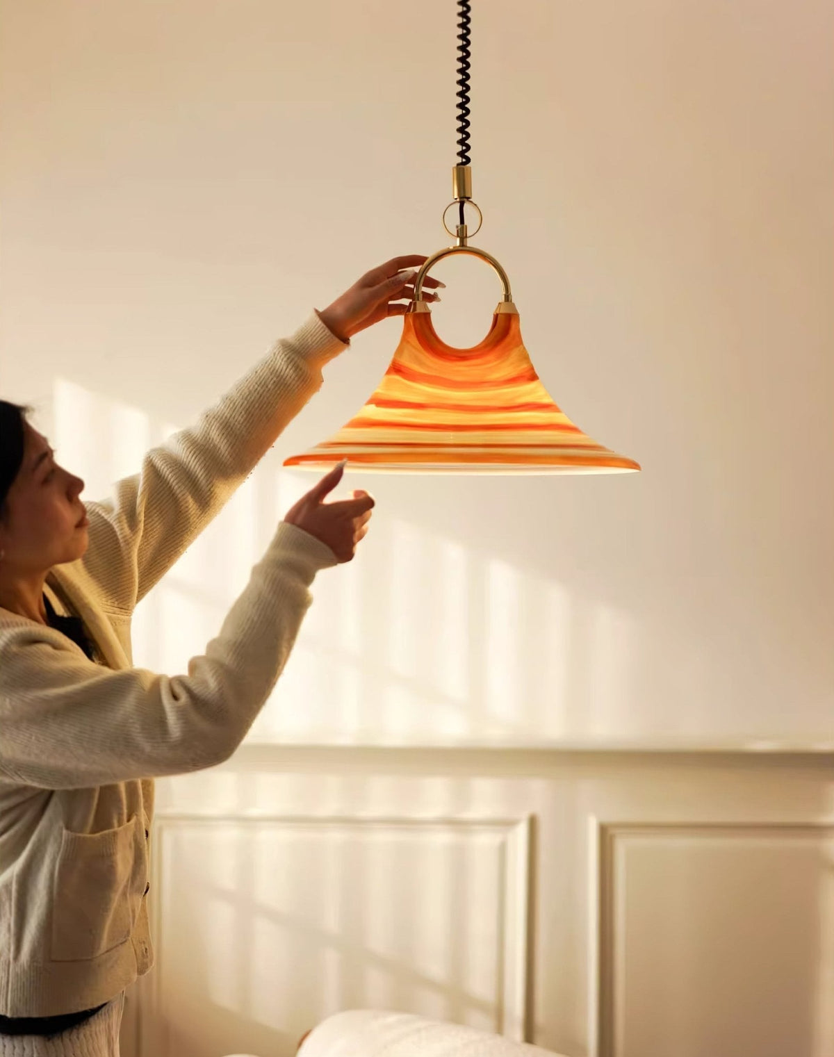 Aurmiros lampada a sospensione moderna minimalista con Paralume in vetro a Spirale