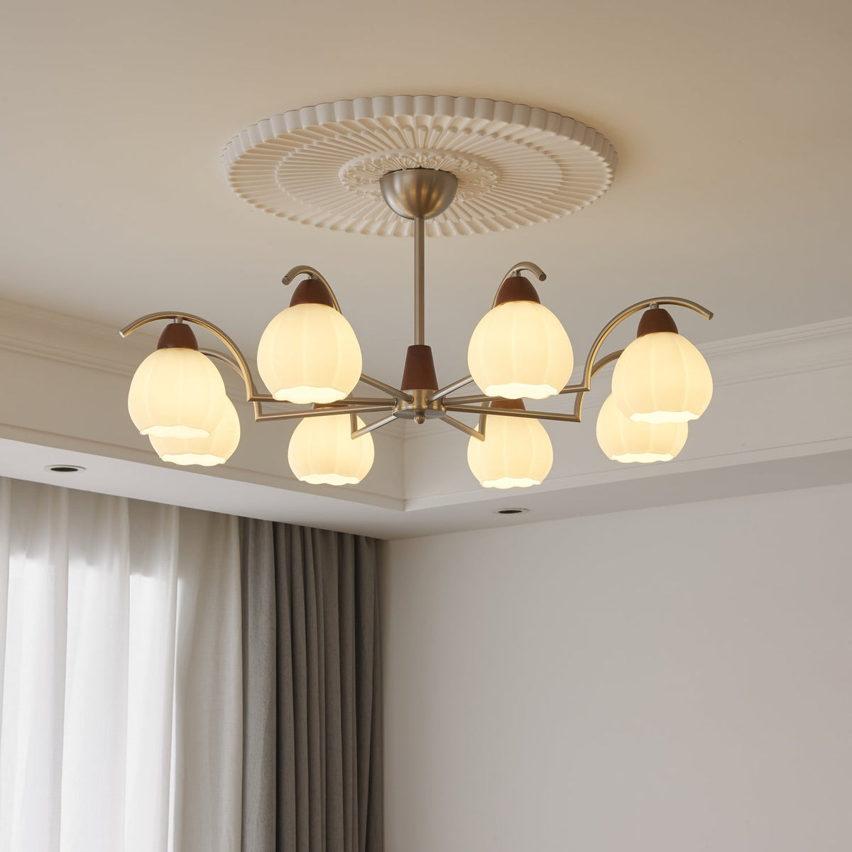 Ilaeiel lampadario Eleganza Tradizionale Fioritura legno vetro