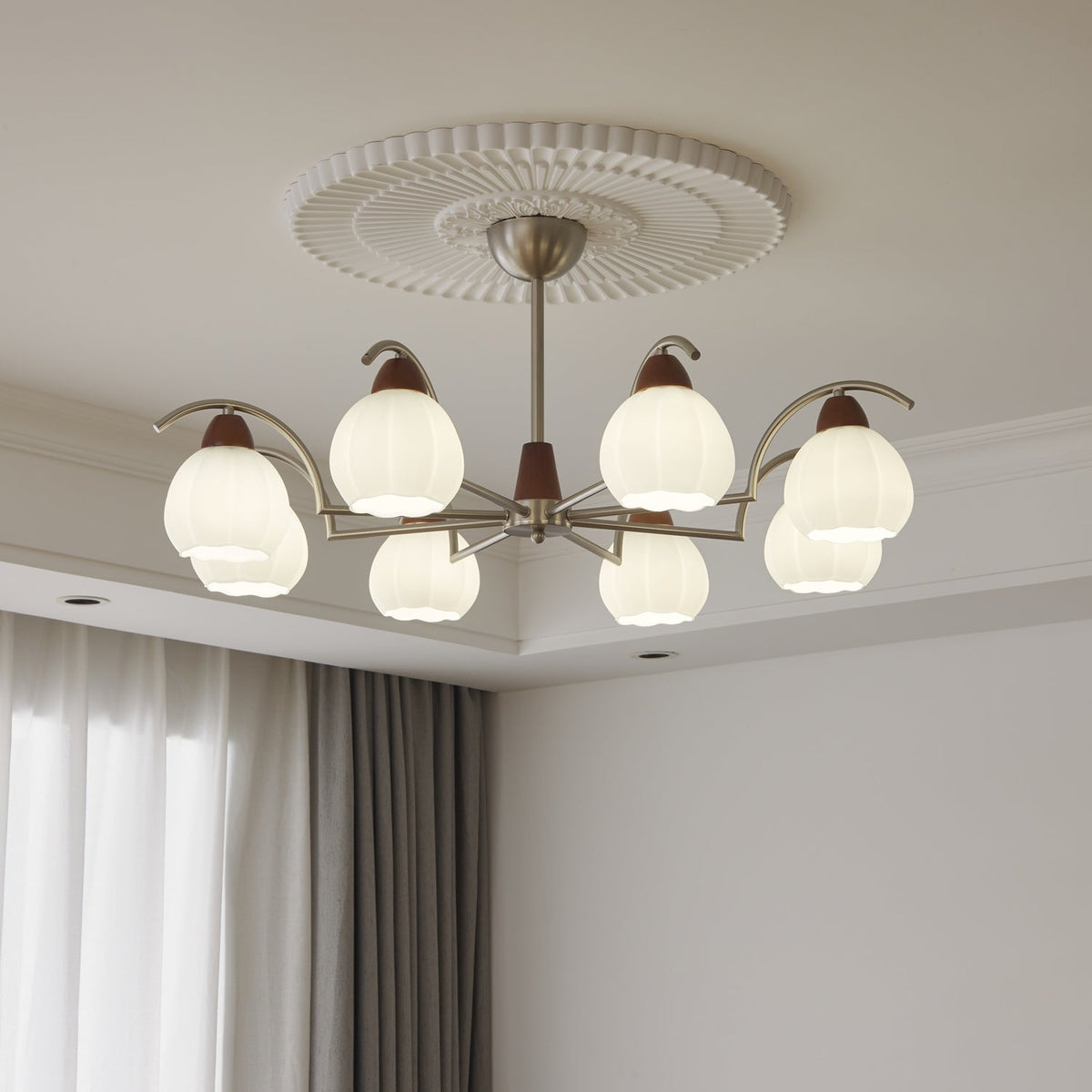 Ilaeiel lampadario Eleganza Tradizionale Fioritura legno vetro