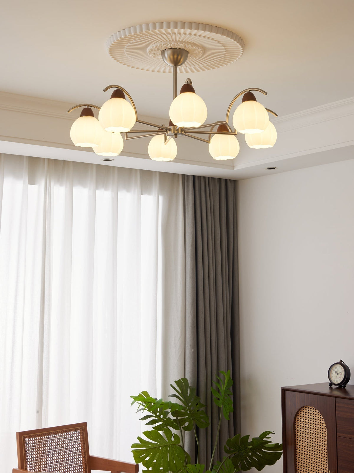 Ilaeiel lampadario Eleganza Tradizionale Fioritura legno vetro
