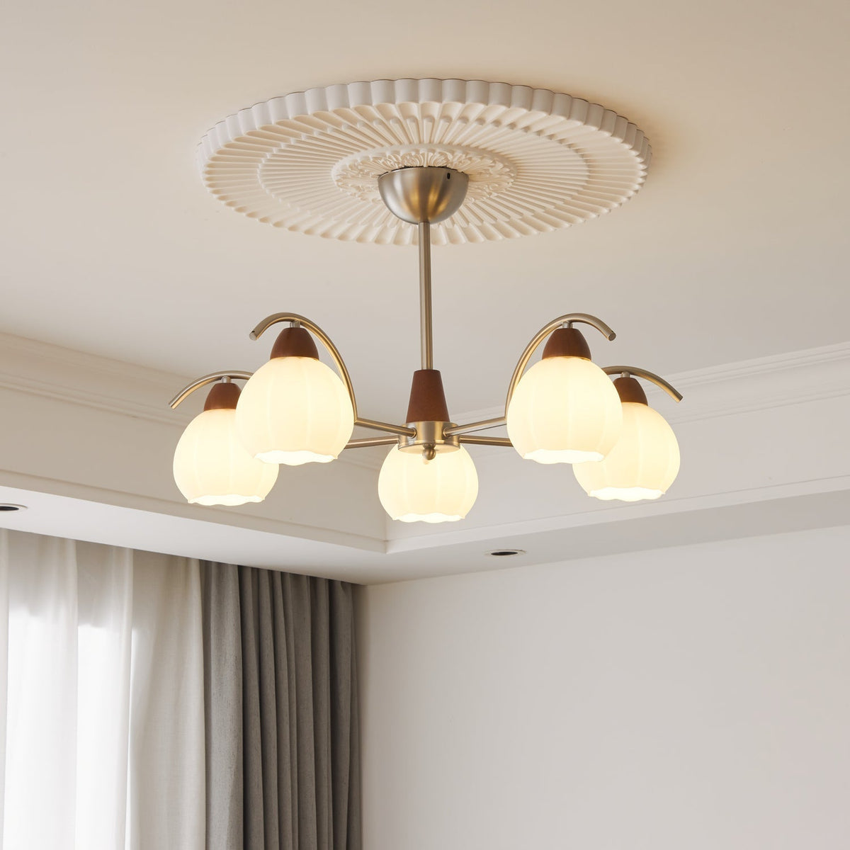 Ilaeiel lampadario Eleganza Tradizionale Fioritura legno vetro