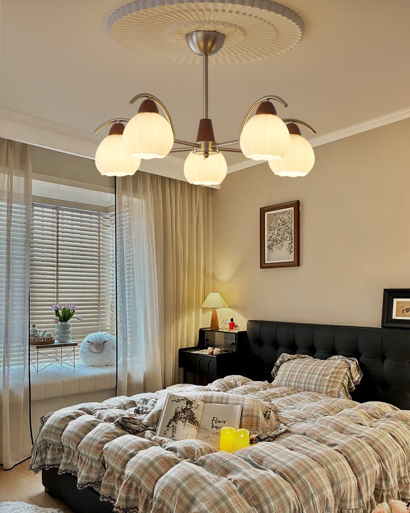 Ilaeiel lampadario Eleganza Tradizionale Fioritura legno vetro