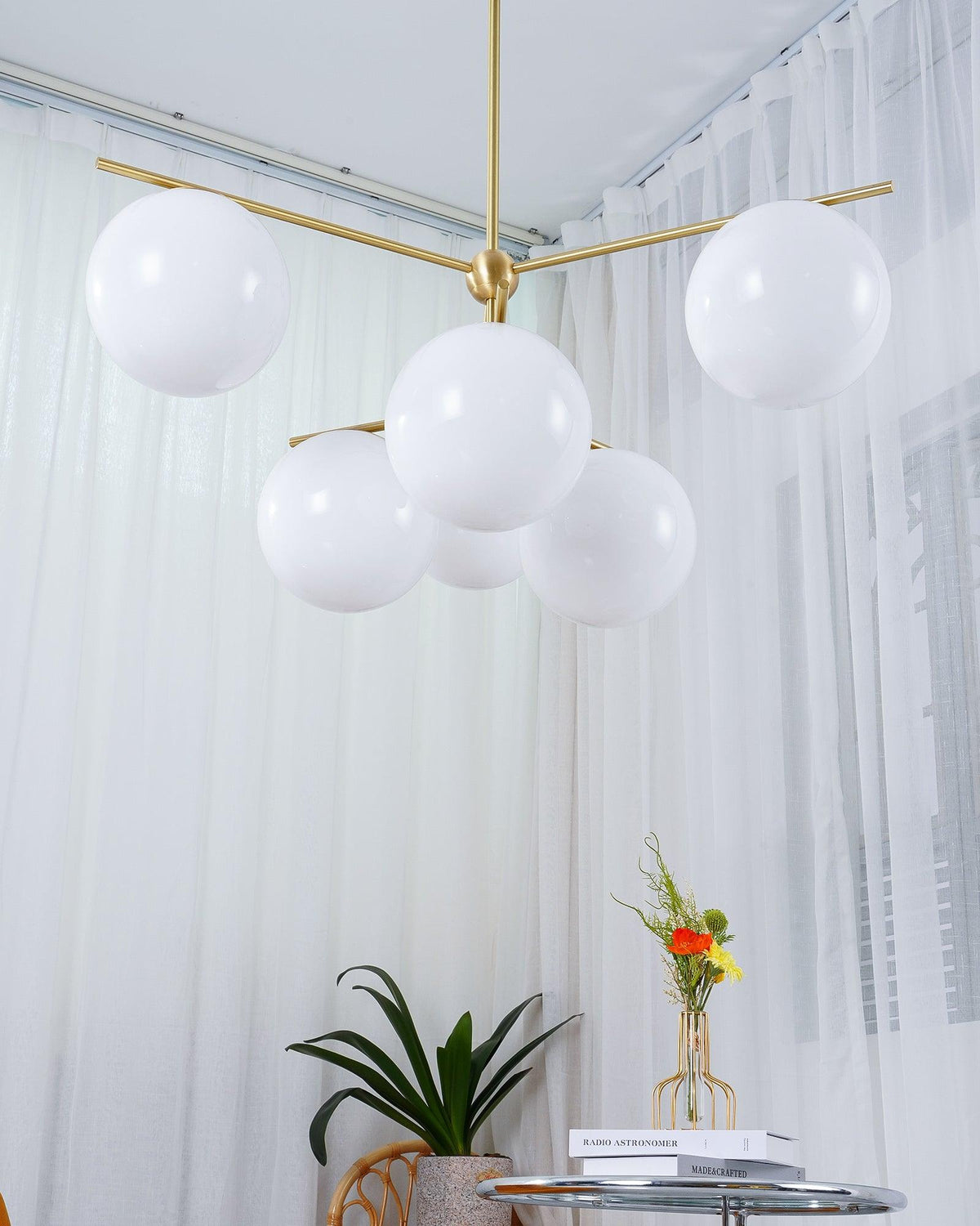 Casoella lampadario sfera & Stelo moderno Finitura Oro LED