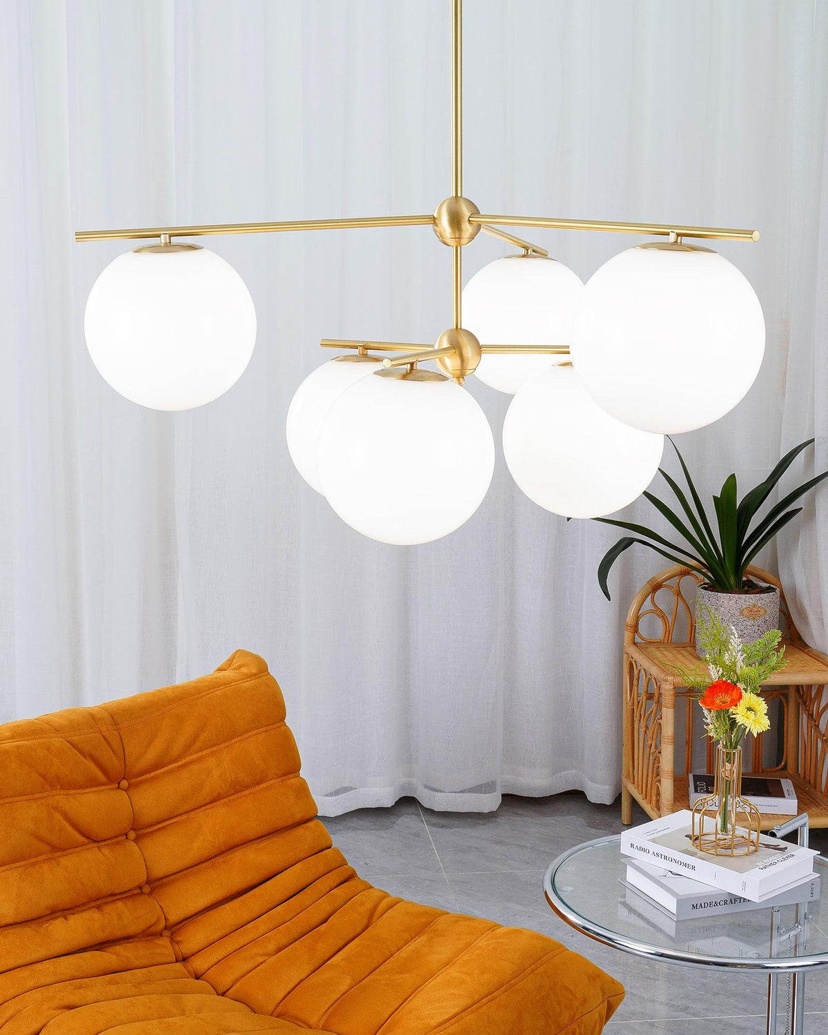 Casoella lampadario sfera & Stelo moderno Finitura Oro LED