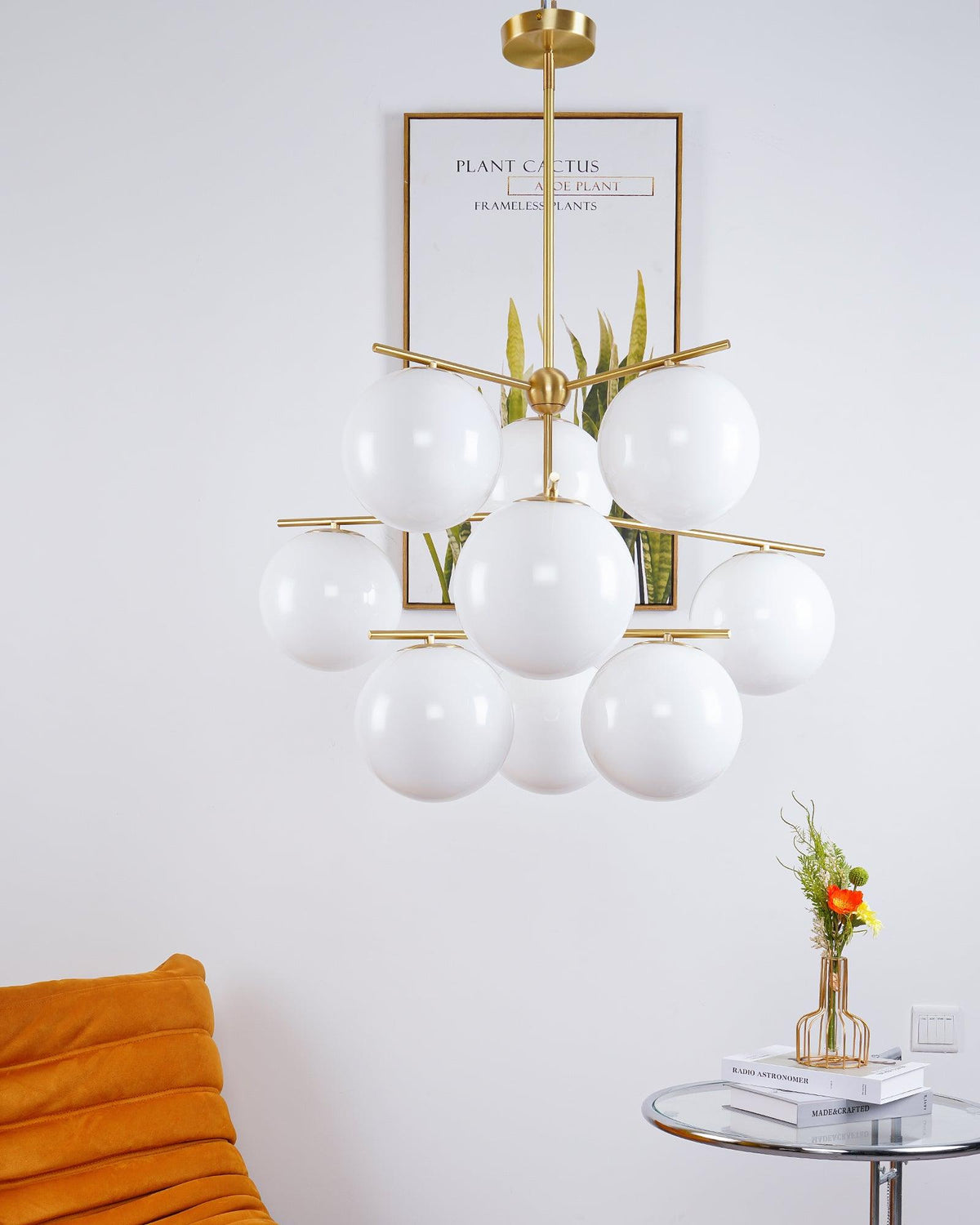 Casoella lampadario sfera & Stelo moderno Finitura Oro LED